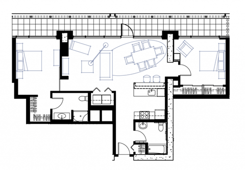 Floor plan for 2 beds, 2 baths, 1144 sqft
